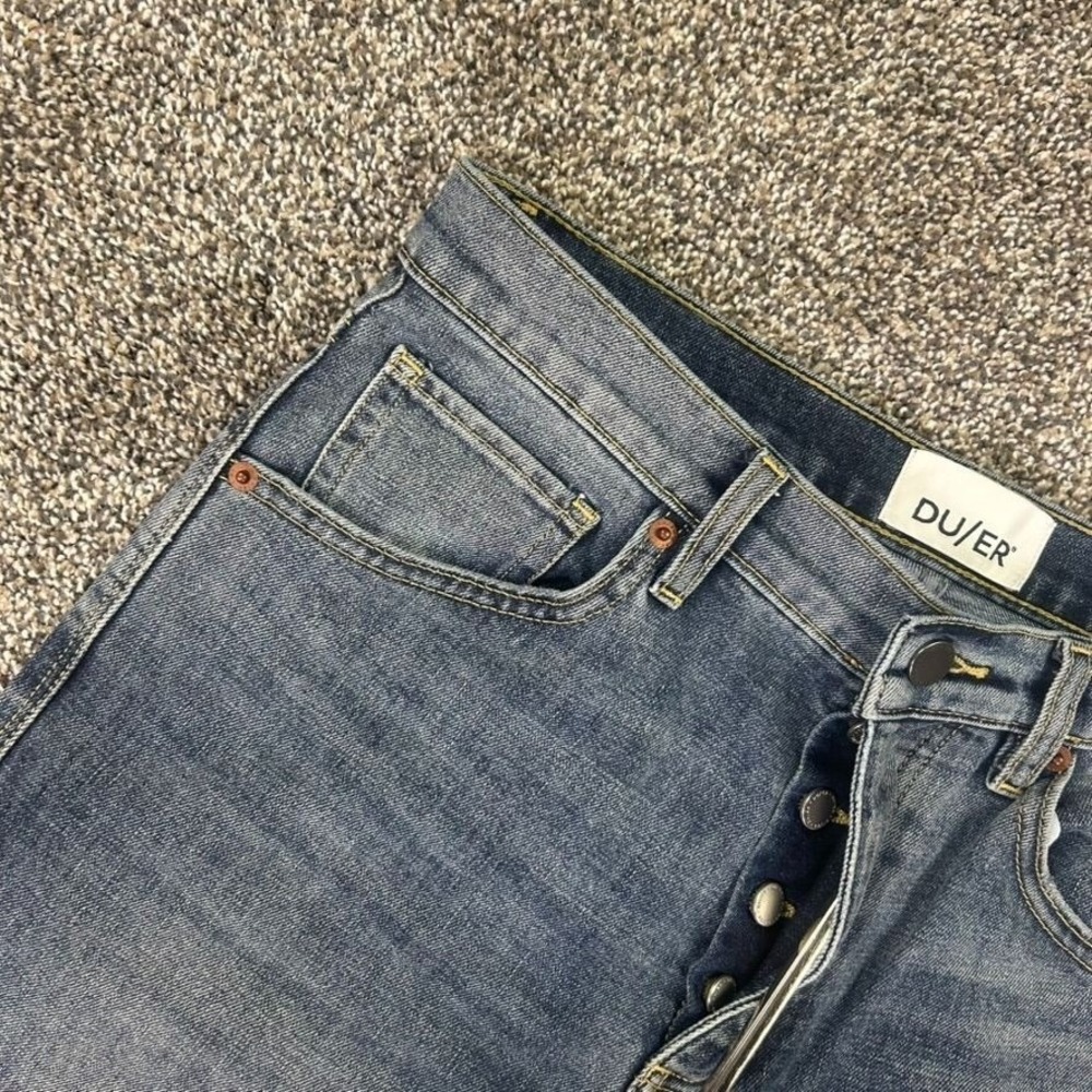 DU/ER Performance Denim Jeans Mens 28X29 Straight Fit Blue Stretch Casual Work - Picture 3 of 15